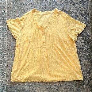 Soft Surroundings Yellow Boxy Blouse with Mandarin Collar